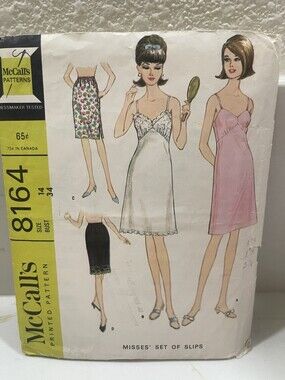 McCall's 8164 Misses' Slips  Pattern 1960s Size 14